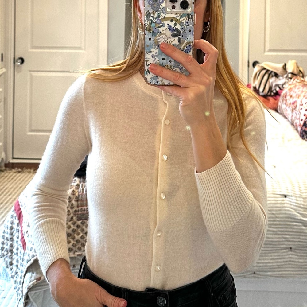 J. Crew 100% Cashmere Cream Cardigan XS